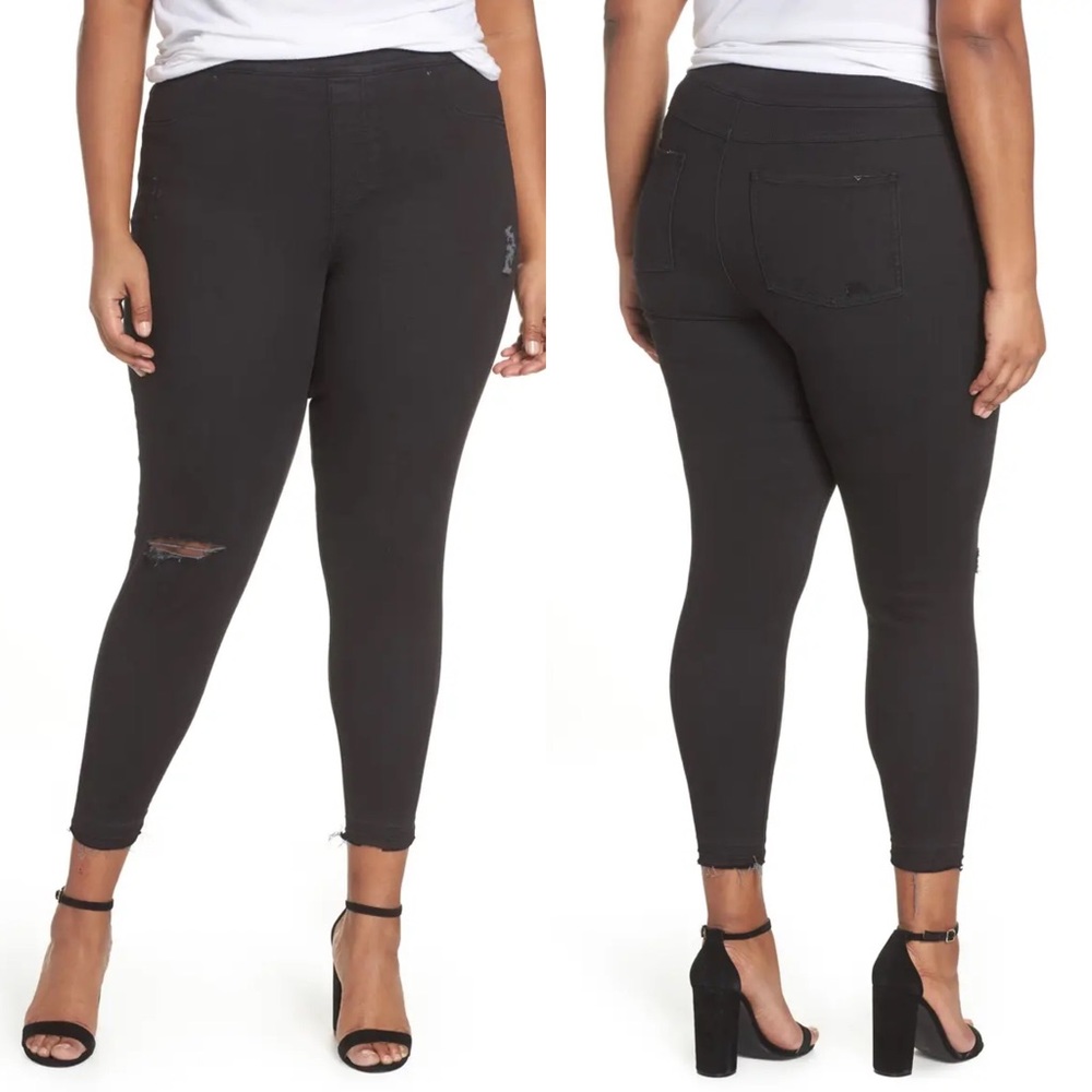 Spanx Black Distressed Skinny Jean-ish Pants 1X